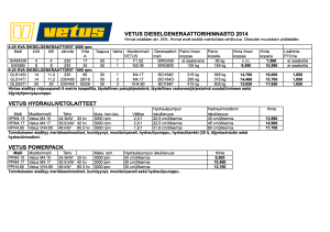 VETUS DIESELGENERAATTORIHINNASTO 2014